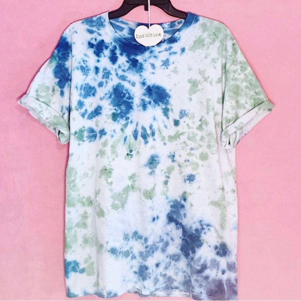 Tye Dyed Green and Blue Custom Designed T-Shirt.